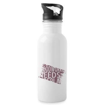 dad hearbeat quote a carpenters prayer tshirts - Water bottle with straw - white - Right