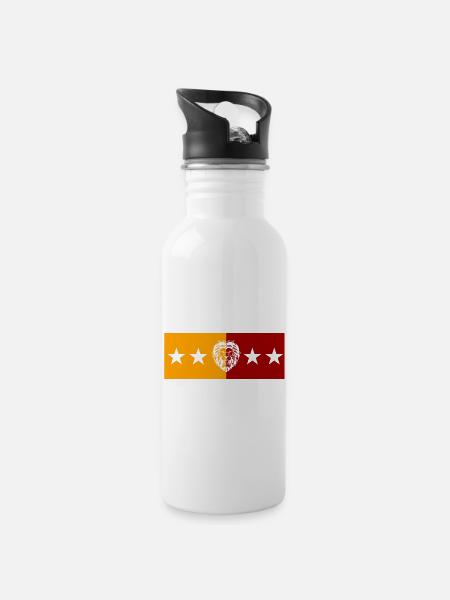 Cimbom GS Löwe - Trinkflasche mit integriertem Trinkhalm - Weiß