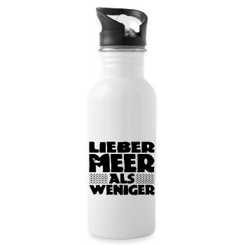 Lieber Meer als weniger - Nordsee - Ostsee - Ozean - Trinkflasche mit integriertem Trinkhalm - Weiß - Rechts