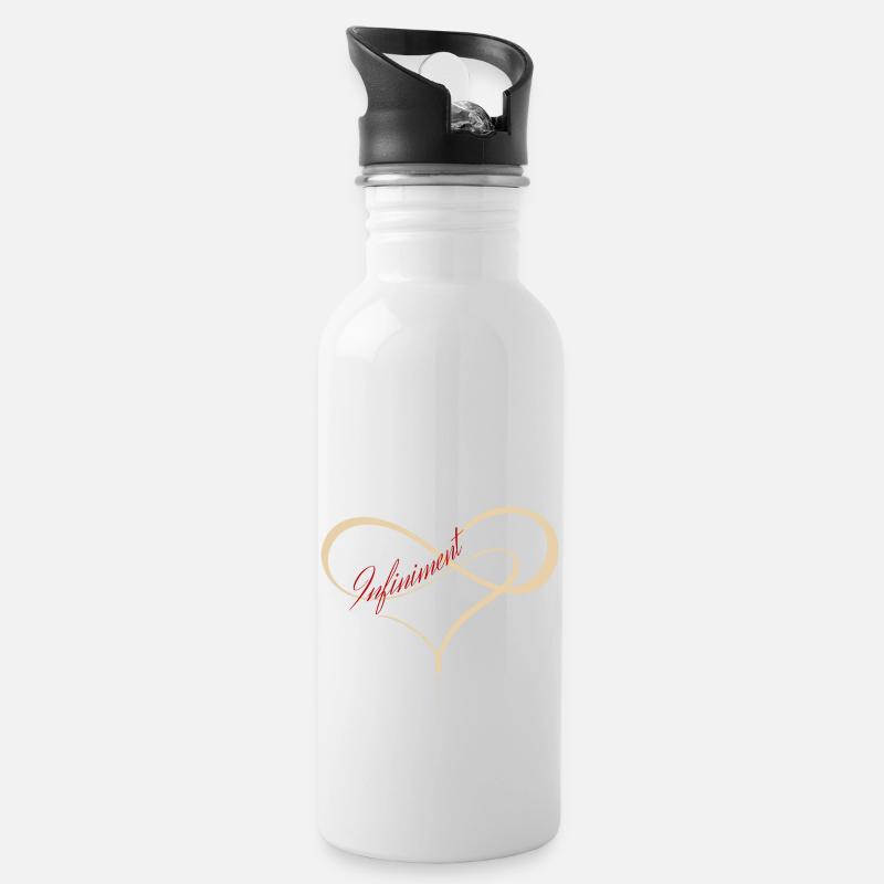 infinitely red - Water bottle with straw - white