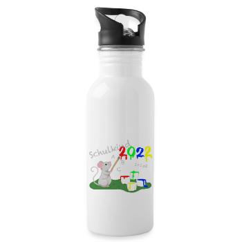 Schulkind 2022 - Trinkflasche mit integriertem Trinkhalm - Weiß - Rechts