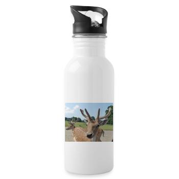 Close up of a Deer - Water bottle with straw - white - Right
