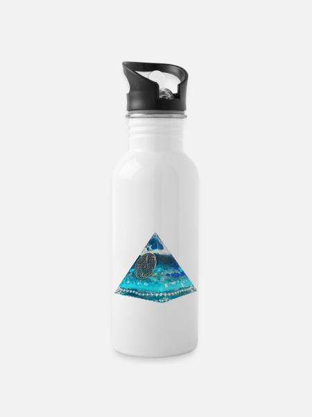 Plejaden Pyramide - Trinkflasche mit integriertem Trinkhalm - Weiß
