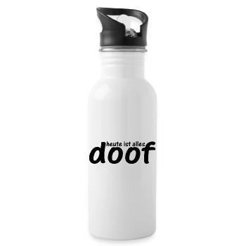 Becher und mehr: Heute ist alles doof - Trinkflasche mit integriertem Trinkhalm - Weiß - Rechts