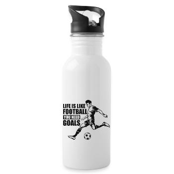 La vie, c’est le football, vous avez besoin de buts - Gourde avec paille intégrée - blanc - Droite
