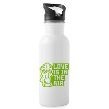 Gas mask love in air - Water bottle with straw - white - Right