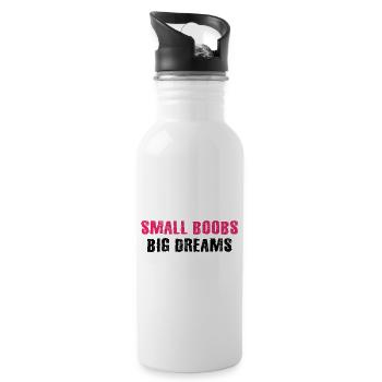 Kleine Titten große Träume - Trinkflasche mit integriertem Trinkhalm - Weiß - Rechts