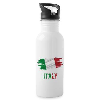 Flagge Patriot Geschenk Heimat Land Fahne Italien - Trinkflasche mit integriertem Trinkhalm - Weiß - Rechts