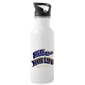 humor jokes light bulb electrician apprentice - Trinkflasche mit integriertem Trinkhalm - Weiß - Rechts