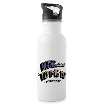 Christmas Tree Present Dinosaur Moon Quote - Water bottle with straw - white - Right