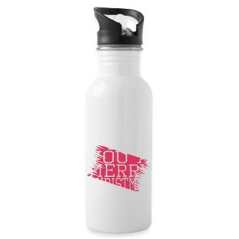 Bday Rod Animal Beard Awkward Beard Gang Dinosaur - Water bottle with straw - white - Right