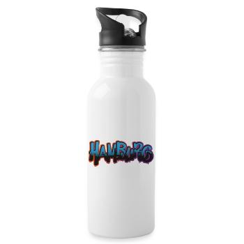 Stadt Hamburg Graffiti - Trinkflasche mit integriertem Trinkhalm - Weiß - Rechts