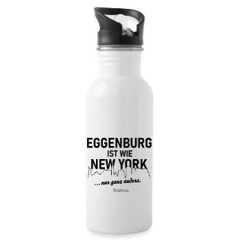 Eggenburg ist wie New York - Trinkflasche mit integriertem Trinkhalm - Weiß - Rechts