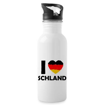 Ich liebe das Land - Trinkflasche mit integriertem Trinkhalm - Weiß - Rechts