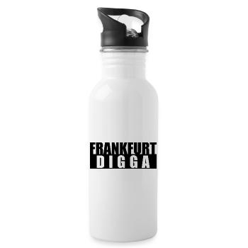 Frankfurt Digga - Freshes Design Lieblingsstadt - Trinkflasche mit integriertem Trinkhalm - Weiß - Rechts