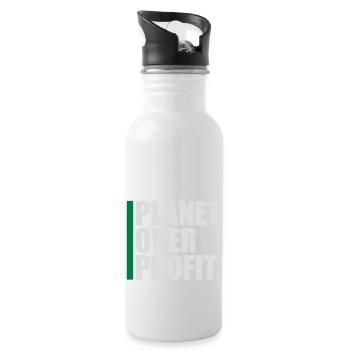 planet over profit Zitat - Trinkflasche mit integriertem Trinkhalm - Weiß - Rechts