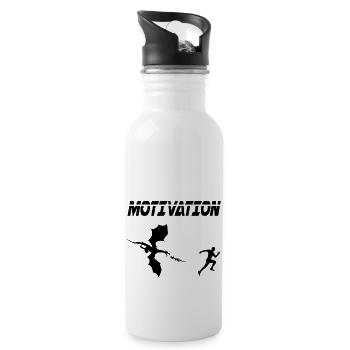motivation sport running humor dragon - Water bottle with straw - white - Right