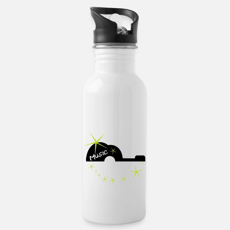 Star Gitarre - Trinkflasche mit integriertem Trinkhalm - Weiß