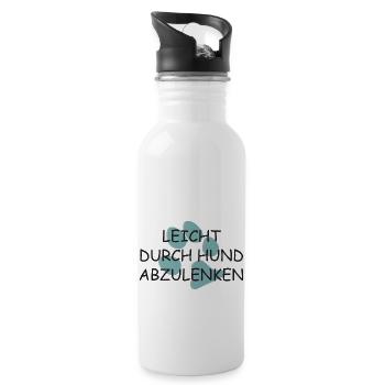Leicht durch Hund abzulenken mit Pfote - Trinkflasche mit integriertem Trinkhalm - Weiß - Rechts