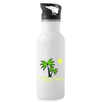 Palmen - Trinkflasche mit integriertem Trinkhalm - Weiß - Rechts