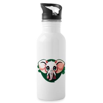 Little Elephant Cartoon Cute Adventure 13 - Water bottle with straw - white - Right