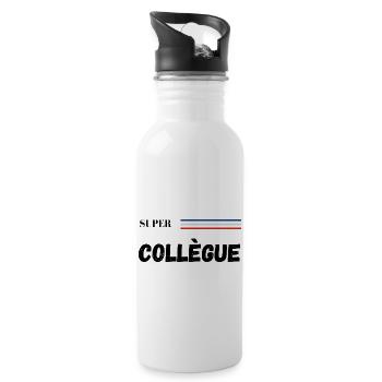 super collègue - t-shirt assorti - Gourde avec paille intégrée - blanc - Droite