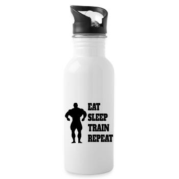 Fitness Athletes Sports Bodybuilding Fitness Sports - Water bottle with straw - white - Right