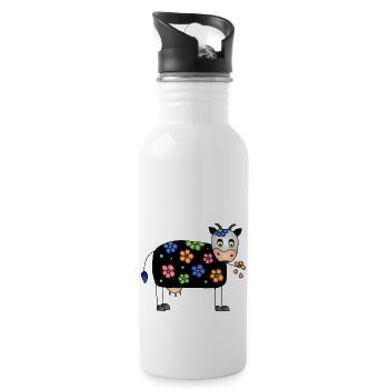 Cow - Water bottle with straw - white - Right