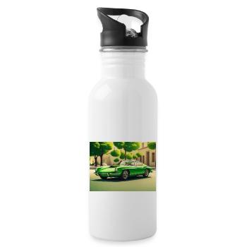 Sports car 80s green - Water bottle with straw - white - Right