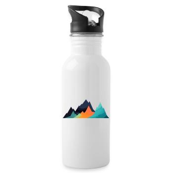 Gebirgslandschaft Geometrische Kunst - Trinkflasche mit integriertem Trinkhalm - Weiß - Rechts