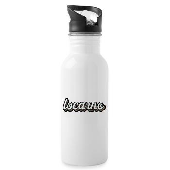 Locarno Regenbogen Script - Trinkflasche mit integriertem Trinkhalm - Weiß - Rechts
