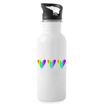 PAPA. VATERTAG. ALLES GUTE ZUM GEBURTSTAG, PAPA. HERZ - Trinkflasche mit integriertem Trinkhalm - Weiß - Rechts