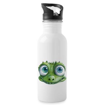Crocodile Illustration Watercolor - Water bottle with straw - white - Right