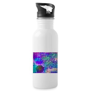 Persischer Lebensbaum Nr. 2 - Trinkflasche mit integriertem Trinkhalm - Weiß - Rechts