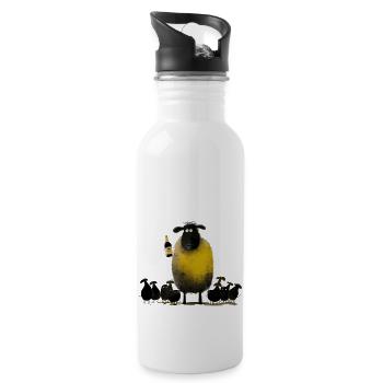 Drôle de mouton avec de la bière - humour - Gourde avec paille intégrée - blanc - Droite