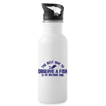 Apnoetaucher Freitaucher Taucher - Trinkflasche mit integriertem Trinkhalm - Weiß - Rechts