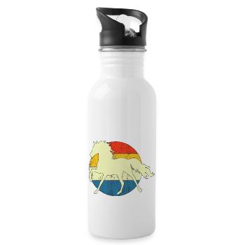 Vintage Retro Horse Sunset For Horse Lovers - Water bottle with straw - white - Right