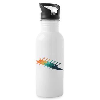 Retro kayak - Water bottle with straw - white - Right
