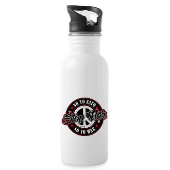 Stop War - Water bottle with straw - white - Right