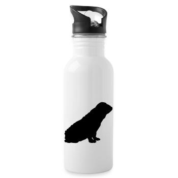 french bulldog schattenriss 1 - Trinkflasche mit integriertem Trinkhalm - Weiß - Rechts