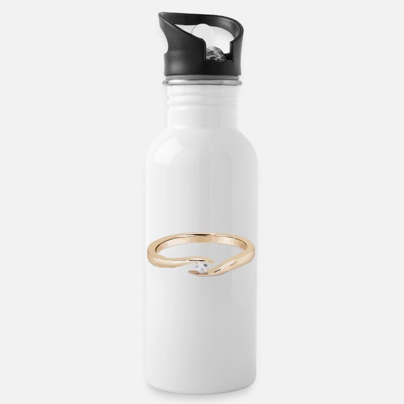 Ring - Water bottle with straw - white
