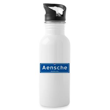 Ortsschild Aensche (Enschede) - Trinkflasche mit integriertem Trinkhalm - Weiß - Rechts
