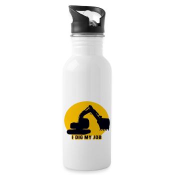 Fun Quote Excavator Driver - Water bottle with straw - white - Right