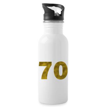 Anniversaire 70 ans - Gourde avec paille intégrée - blanc - Droite