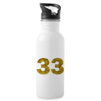 Geburtstag 33 Jahre - Trinkflasche mit integriertem Trinkhalm - Weiß - Rechts