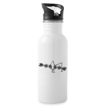 Angeln Fischen Angelhaken Angler Angelsport - Trinkflasche mit integriertem Trinkhalm - Weiß - Rechts