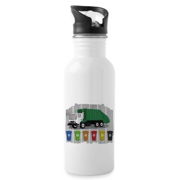 Müllwagen Liebe Müllabfuhr Kind Junge I Geschenk - Trinkflasche mit integriertem Trinkhalm - Weiß - Rechts