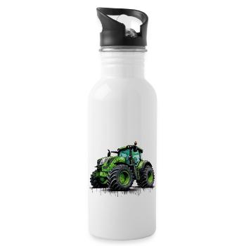Bauern & Landwirt Traktor Geschenk für Bauer - Trinkflasche mit integriertem Trinkhalm - Weiß - Rechts