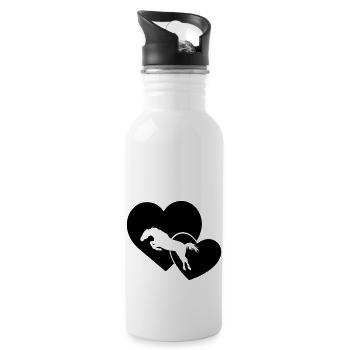 jumping Hearts - Trinkflasche mit integriertem Trinkhalm - Weiß - Rechts