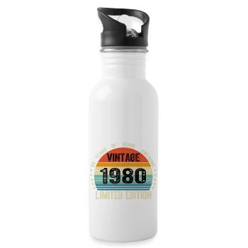 Vintage 1980 44 Years Old 44th Birthday Limited - Gourde avec paille intégrée - blanc - Droite